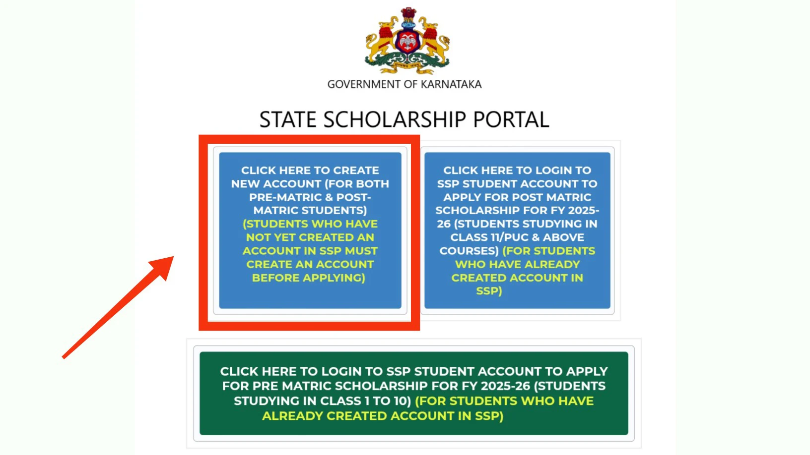 CLICK HERE TO CREATE NEW ACCOUNT (FOR BOTH PRE-MATRIC & POST-MATRIC STUDENTS CLICK HERE TO CREATE NEW ACCOUNT (FOR BOTH PRE-MATRIC & POST-MATRIC STUDENTS